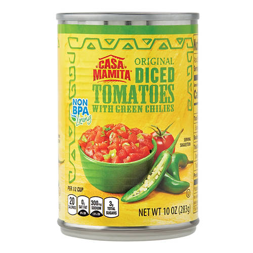 Casa Mamita Canned Diced Tomatoes with Green Chilies, 10 oz